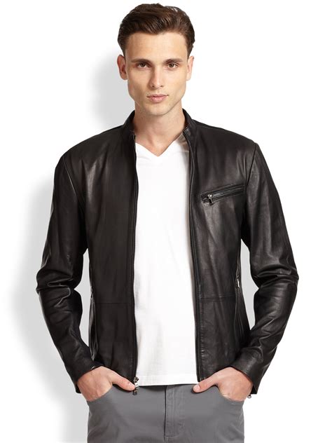 michael kors jacke herren schwarz zwei|michael kors leather jacket.